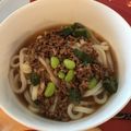 mikiwt's cooksnap of when they made 余った鶏そぼろ丼の具で♯餡かけうどん.
