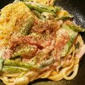 クックZ9NKL1☆'s cooksnap of when they made アスパラとベーコンの爽やかクリームパスタ.