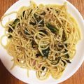 ライチジュース♪'s cooksnap of when they made ベーコンと春菊の和パスタ.