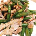 mokopuni's cooksnap of when they made 豚こまとインゲンのピリ辛炒め.