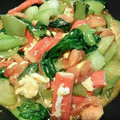 ものぐさtakky's cooksnap of when they made 青梗菜とトマトのかに玉炒め.