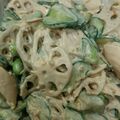 ひなっちち's cooksnap of when they made ピリ辛旨！鶏ささみと蓮根の味噌マヨサラダ.
