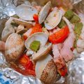 見習い料理人たむ's cooksnap of when they made あさりとベーコンのホイル焼き.