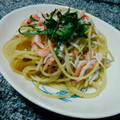 かねつぐ。's cooksnap of when they made 釜揚げしらすと桜えびのペペロンチーノ.