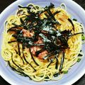 mahmican's cooksnap of when they made ごま油とネギ風味！ずぼら和風明太子パスタ.