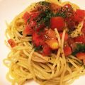 うちも☆'s cooksnap of when they made 【簡単】アンチョビとトマトの冷製パスタ.