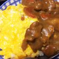 yoskomule's cooksnap of when they made にんにくバターライスのオムカレー.