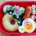 ❊プゥ❊'s cooksnap of when they made キャラ弁！「ドーナツ＆うさぎ」おかずにも.