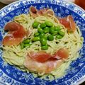かもたつ's cooksnap of when they made 生クリーム不要。枝豆クリームの冷製パスタ.
