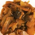 yyyty's cooksnap of when they made 新玉ねぎとタケノコのウスターソース炒め.