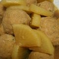 うちなな's cooksnap of when they made ❀豚ミンチと大根舞茸の煮物❀.