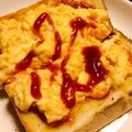 P_heaven's cooksnap of when they made 簡単アレンジ！オムライス風トースト！.