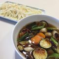ysakY's cooksnap of when they made 焼きねぎと茄子の肉汁つけうどん♡.