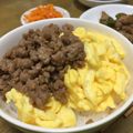 ゆいランラン's cooksnap of when they made スタミナ焼肉そぼろ丼.