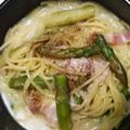 細雪里's cooksnap of when they made アスパラとベーコンの爽やかクリームパスタ.