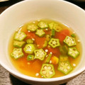 れぽっと's cooksnap of when they made トマトとオクラの冷製生姜スープ.