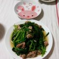 えりりんちゃん♡'s cooksnap of when they made 小松菜と豚ひき肉のオイスターソース炒め.