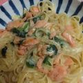 rikihaha's cooksnap of when they made サーモンとほうれん草のクリームパスタ.