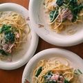 のりこa's cooksnap of when they made ほうれん草と鮭のクリームパスタ.