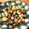 ちゃっきりん's cooksnap of when they made 新ジャガと茄子とウインナのガーリック焼き.