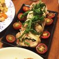 Chikagaeru's cooksnap of when they made 鶏もも蒸し鶏☆ネギチーズチキンロール.