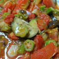 クックI38T9V☆'s cooksnap of when they made 夏野菜 ❤ ナスとオクラとトマト炒め.
