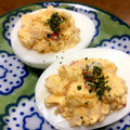 YUKIKI☆'s cooksnap of when they made お弁当の一品✩ゆで卵のカニカママヨ詰め.