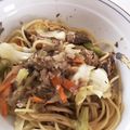 あたむ❤189's cooksnap of when they made ビールに！鯖缶キャベツのオイスターパスタ.