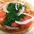 ＊とし＊'s cooksnap of when they made モロヘイヤとトマトのスープ☆産後.