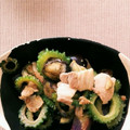 クックQ1UMSY☆'s cooksnap of when they made 豚こまとゴーヤとなすのゆず胡椒ポン酢炒め.