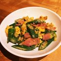 ちょこ27's cooksnap of when they made お弁当にも♪オクラとベーコンの卵炒め.