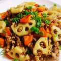 ＯＢＵ's cooksnap of when they made 豚肉とレンコンのにんにく醤油炒め.