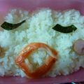 なりおと's cooksnap of when they made キャラ弁　リアルな唇でチュウ♪.