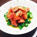 とらむ's cooksnap of when they made 簡単おつまみ★マグロとオクラの塩ユッケ.