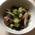 azbjbn's cooksnap of when they made おくら&みょうが&ワカメのわさびポン酢.