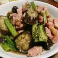 ひろにゃーん's cooksnap of when they made 茄子とおくらの厚切りベーコン炒め煮♪.