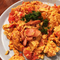 きんちょきん's cooksnap of when they made たっぷりトマトとソーセージ☆卵炒め.