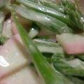 個覧夢's cooksnap of when they made アスパラとかまぼこのわさびマヨ和え.