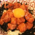 ハルルン1215's cooksnap of when they made ☺焼肉のたれで簡単♪サーモンユッケ丼☺.
