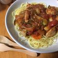 うっちぃ3's cooksnap of when they made 鶏肉と茄子（しめじ）のトマトソースパスタ.