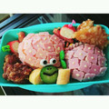 やせこ6113's cooksnap of when they made キャラ弁♡梅雨のアジサイとカエルさん.