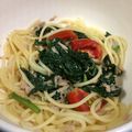 クックE3B3B7☆'s cooksnap of when they made 柚子胡椒薫るツナとモロヘイヤの和風パスタ.