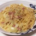 クックV4WJS0☆'s cooksnap of when they made シェフ直伝時短カルボナーラ スパゲティー.
