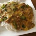 桃的美しき日々's cooksnap of when they made 納豆・卵・夏野菜のフワフワ冷やしうどん.