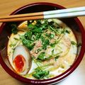 kosm's cooksnap of when they made 鮪フレークで豆乳味噌煮麺.