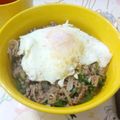 kabokabochan's cooksnap of when they made 豚ひき肉のガパオライス風丼！.