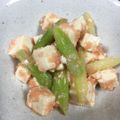 かこや８'s cooksnap of when they made アスパラの豆腐明太子和え.