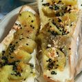 ハチ8コロ8's cooksnap of when they made *薩摩芋と黒胡麻きなこの和トースト*.