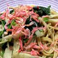 mico0708's cooksnap of when they made ゴボウとほうれん草のペペロンチーノ☆.