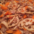 RUKA37's cooksnap of when they made 豚ひき肉と蓮根のきんぴら.